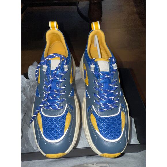 Coach Blue Leather Tech Runner Sneakers Size 8.5 - Picture 3 of 5